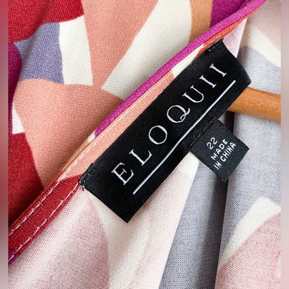 Eloquii Abstract Aline Modern Arts Midi Dress Long Sleeve Stretch Formal Work 22 - Picture 8 of 11